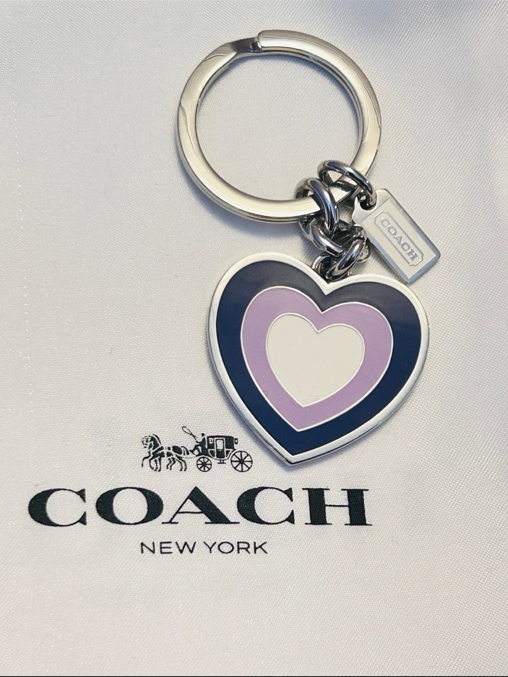 NWOT Coach Purple Heart Keychain/ Bag Charm - Picture 9 of 13